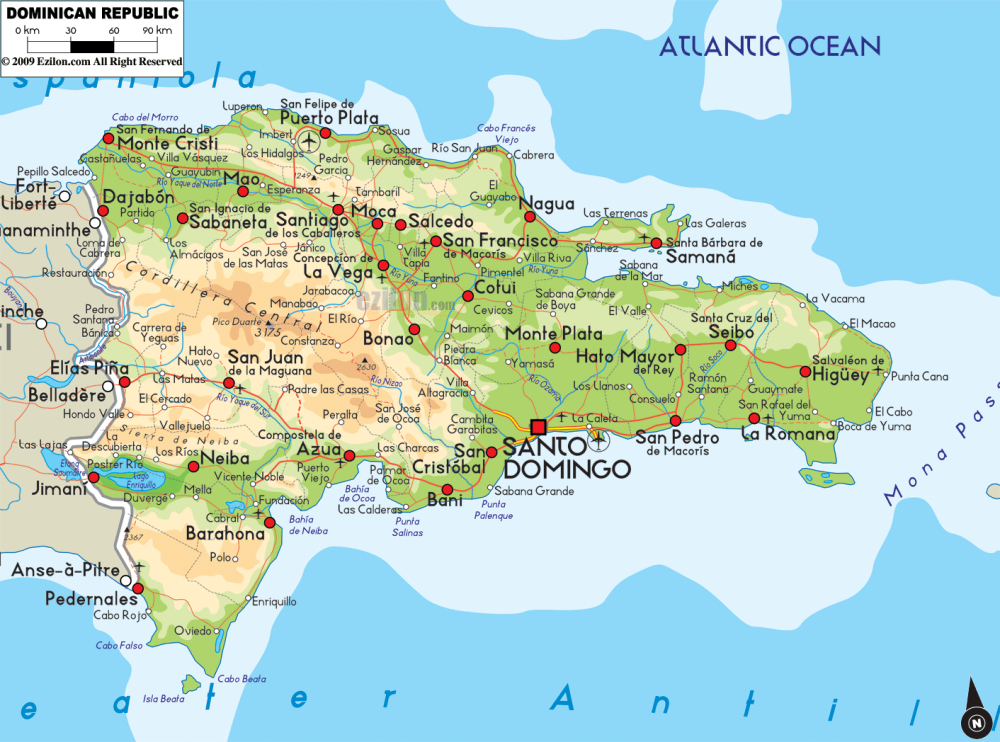 Flughäfen Dominikanische Republik Karte | Rurradweg Karte
